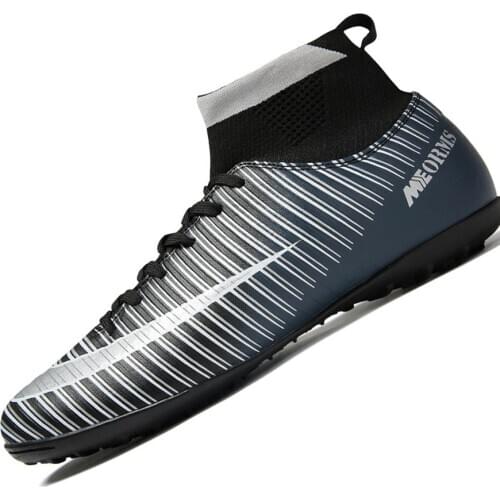 2021 New Spring Autumn Outdoor Kids Soccer Shoes Turf TF High Top Men Rubber Shoes for Boys Sneakers Anti-Slip Football Boots