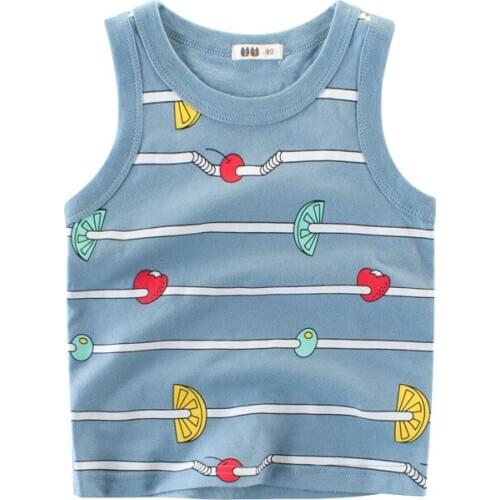 New summer baby vest shirt for boy and girl 100% cotton kids clothing tops cartoon sleeveless children tops retail