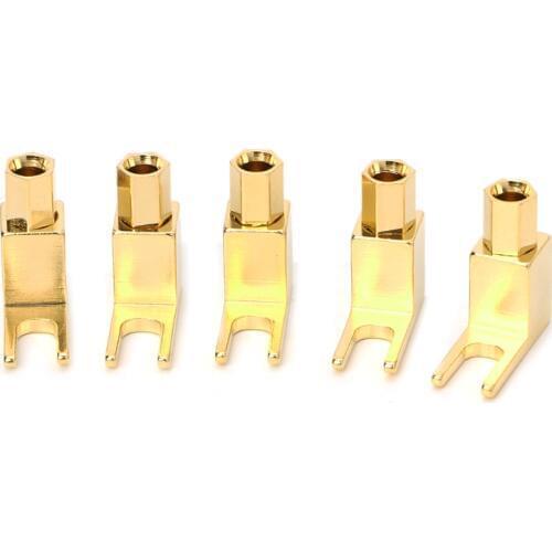 OOTDTY 5pcs Banana to Spade Adapter Plugs Y Type Speaker Cable Connector Banana Socket Dropshipping