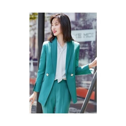 2021 Autumn Fashion Womens Suits Blazer With Pants Double Breasted Shawl Collar Office Lady Work Sets For Ladies Professional 4x