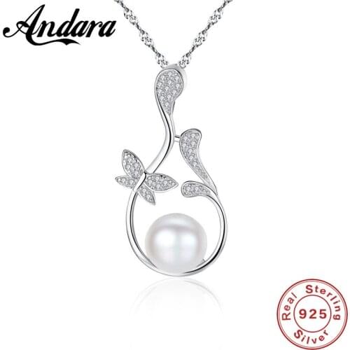 Natural Freshwater Pearl Necklace Heart Love Pendant Women Necklace 925 Sterling Silver Jewelry Gift