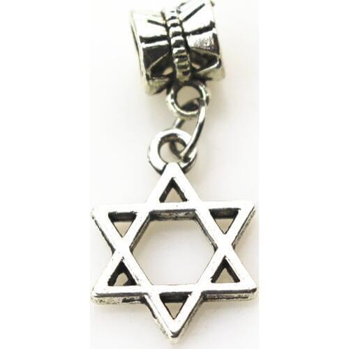 20pcs/lot Star of David charms hanging charm big hole pendant bead charm fit pando bracelet diy jewelry dangle charms