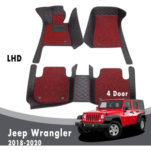 Luxury Carpets Car Floor Mats For Jeep Wrangler JL 4 Door 2020 2019 2018 Auto Double Layer Wire Loop Interior Accessories Rugs