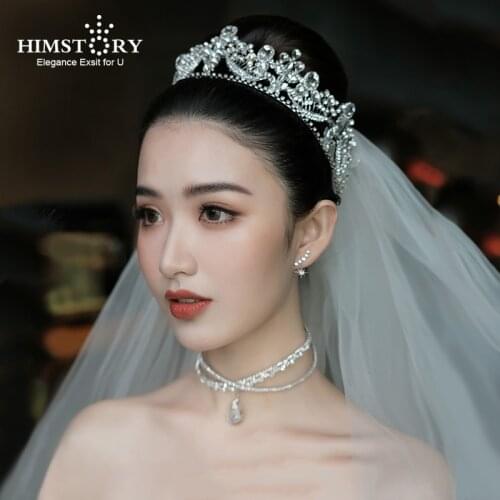 HIMSTORY Luxury Wedding Bridal Crystal Tiara Crowns Princess Queen Party Prom Rhinestone Tiara Headband Hair Jewelry Accessories