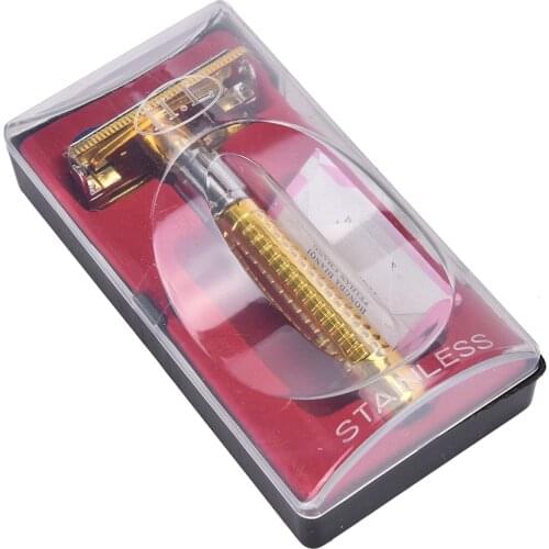 Manual Beard Shaver Double Edge Blade Hair Razor with Box Silver Color Men Barber Razor sharp tool