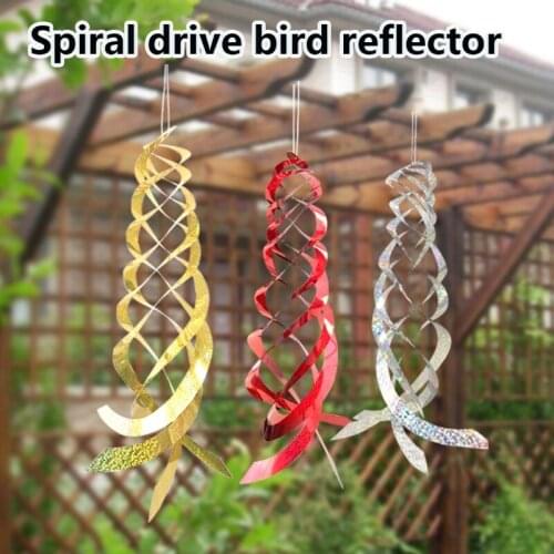 Bird Repellent Spiral Reflectors Silver Spinner Hanging Reflective Bird Deterrent Device Garden Scare Birds Away K0AB