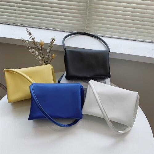 Fashion Women Multi Layer Soft PU Leather Solid Color Shoulder Underarm Bag Casual Ladies Small Tote Handbags Purse 2021
