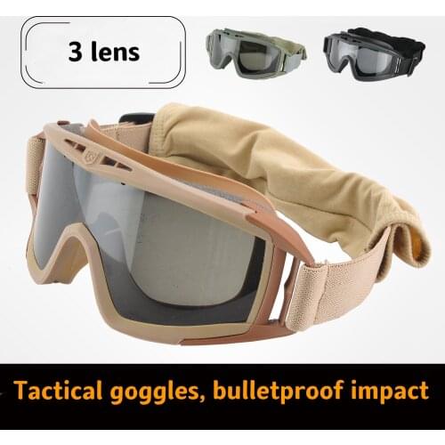 Tactical Goggles Sunglasses 3 Lenses Military Windproof and Pollution-proof Mountaineering Cycling Glasses