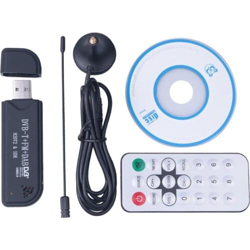USB2.0 DAB FM DVB-T RTL2832U R820T2 SDR RTL-SDR Dongle Stick Digital TV Tuner Receiver IR Remote with Antenna