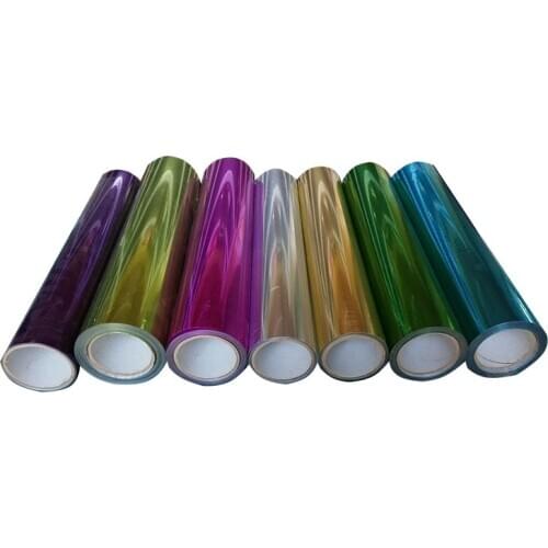 Free shipping 25cmx100cm metallic heat transfer vinyl metal light mirror Camouflage Rainbow Iron on Film HTV