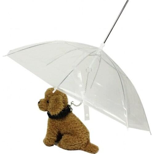 2021 New Dog Umbrella Walking Waterproof Clear Cover Built-in Leash Rain Sleet Snow Small Dog Cat Umbrella Outdoor Pet Products