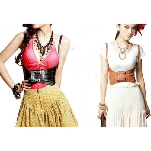 Vintage Womens Corset Vest Steampunk Harness Strechy Waistcoat Wide Cincher with Buckle B355