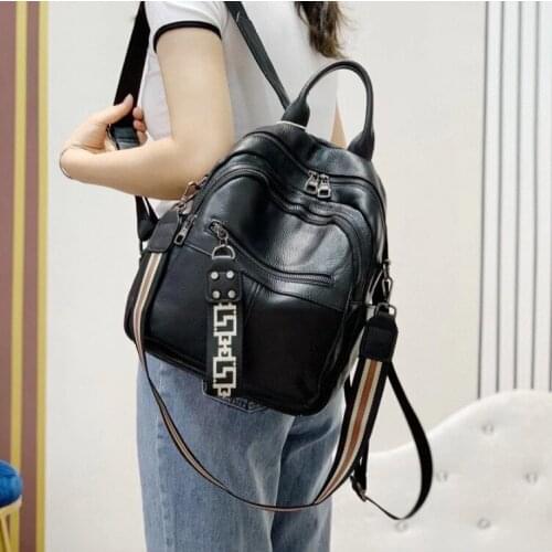 New Fashion Han Edition Head Layer Cowhide Backpack Top Layer Cow Leather Women Bag Casual Large Capacity Travel Bags