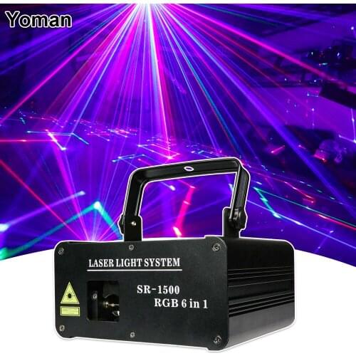 1.5W 1W RGB 6IN1 RGB Animation Laser Light DMX512 DJ Disco Party led Laser Projector Professional Stage Pattern Effect Light