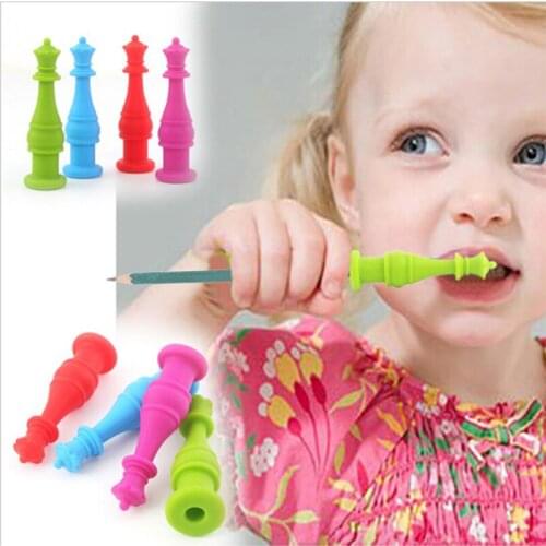 New 1 PC Baby Teether Silicone Pencil Topper Chew Food Grade Silicone Sensory Chewable Toy For Children Baby Autism