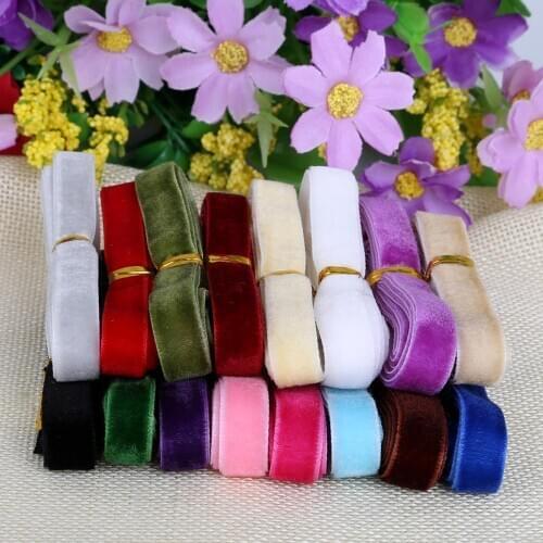 10mm Random Mixed Color Velvet Ribbon 12yard/lot(1y/color) Trim Sewing Fabric Webbing Handcrafts Decoration DIY hair Bow Ribbon