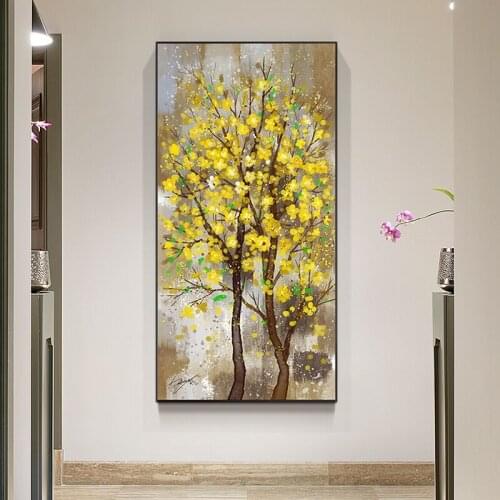 100% Hand Painted Flowers Tree Draw Morden Oil Painting On Canvas Pop Art Posters Wall Pictures For Live Room Home Decoration