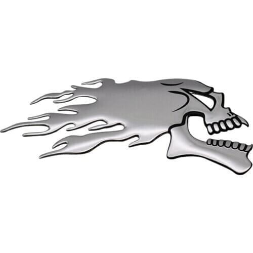 2Pcs/Pair 3D Chrome Ghost Skull Head Auto Motorcycle Car Sticker Emblem Decals For Haley Honda Kawasaki 14.5x5.5cm