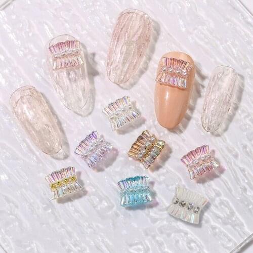 20 Pcs/lot 3D Aurora Skirt Pearl Zircon Nail Art Decorations Rhinestone Lace DIY Nail Jewelry Accessories Wholesale Dropshipping
