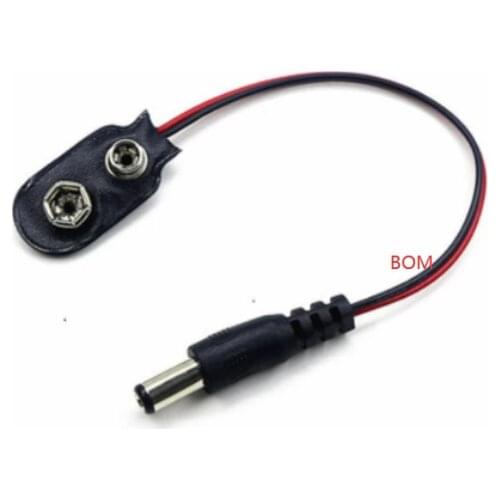 5PCS I type 9V Battery Snap Power Cable to DC 9V Clip Male Line Battery Adapter For Arduino Uno R3 DIY Jack Connector