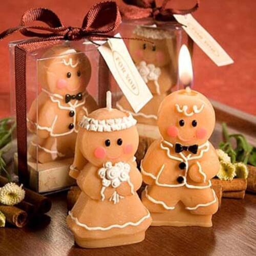 50pairs Romantic Gingerbread man candles Bride Groom shaped Candle Wedding Favors Guest Gift Present WA2439