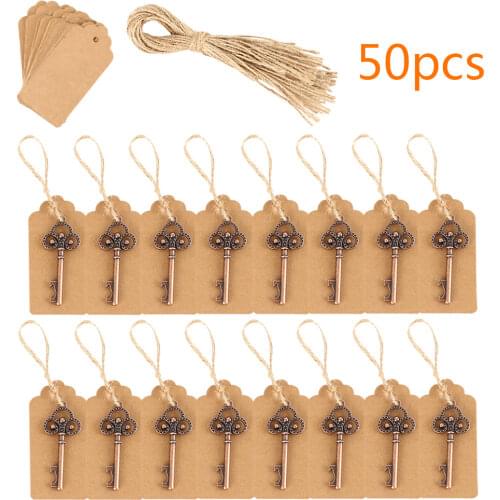 50pcs Key Bottle Opener Keychain Metal Key Wine Beer Bottle Opener Wedding Gifts for Guests Wedding Party Favors Souvenir Gifts