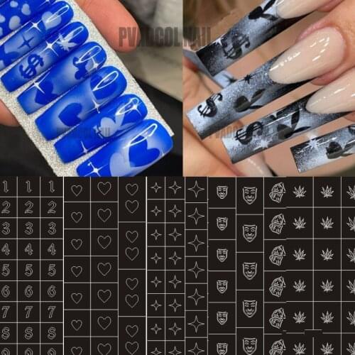 Nail Art Airbrush Stencils for Fun Prints Sticker Decals Airbrush Nails Trendy Salon Manicure Supply