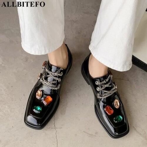 ALLBITEFO Fashion colorful rhinestone design real genuine leather women heels shoes sexy girls street party high heel shoes