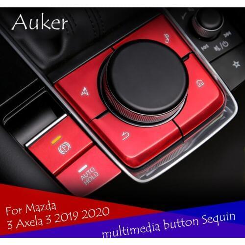 Ar aluminum multimedia button Sequin trim interior moldings stickers accessories For Mazda 3 Axela 3 2019 2020
