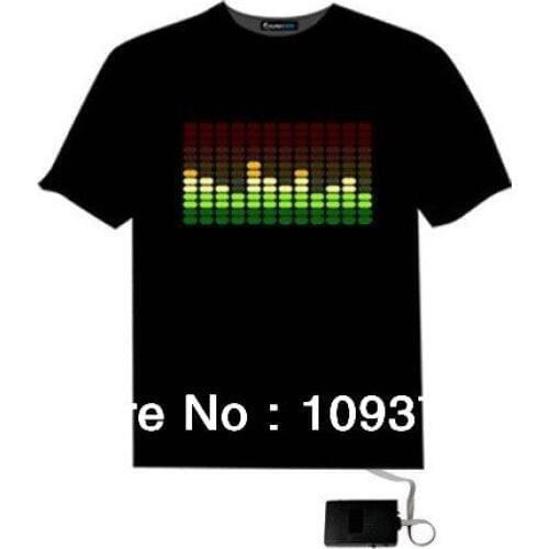 Free Shipping LED Signs Glow EL Panel T Shirts Sound Activated Flashing Christmas Disco DJ Party Equalizer Equipment, 100PCS/LOT