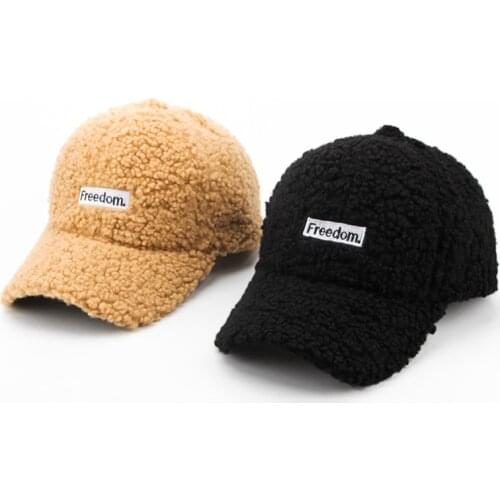 CNTANG Women Baseball Cap Autumn FREEDOM Letter Embroidery Hip Hop Caps Winter Warm Ladies Faux Velvet Hat Fashion For Snapback