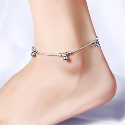 Women Anklets Silver Color Jewelry Style Indian Traditional Belly Dance Anklet With Jingling Bells-Toned Pendant Ankletsts