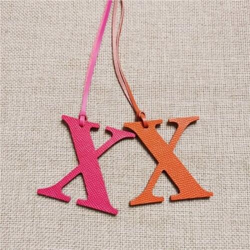 Rainbery DIY Alphabet A-Z X Genuine Leather Initial Capital English Letter Keychain Backpack Pendant Ladies Women Bag Charm