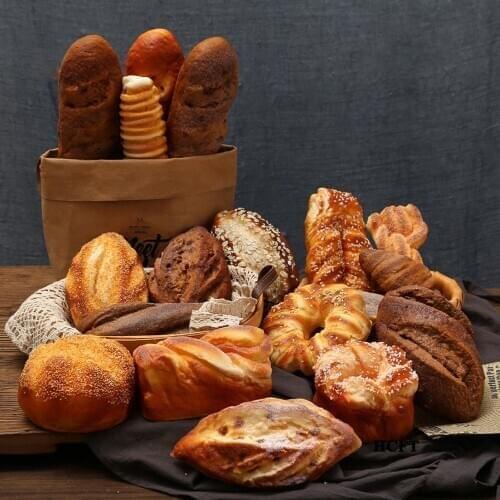 Bagel Ficelle Croissant baguette Batard Parisien Cottage Dannish Brezle brash twist rye toast fake simulation Bread model