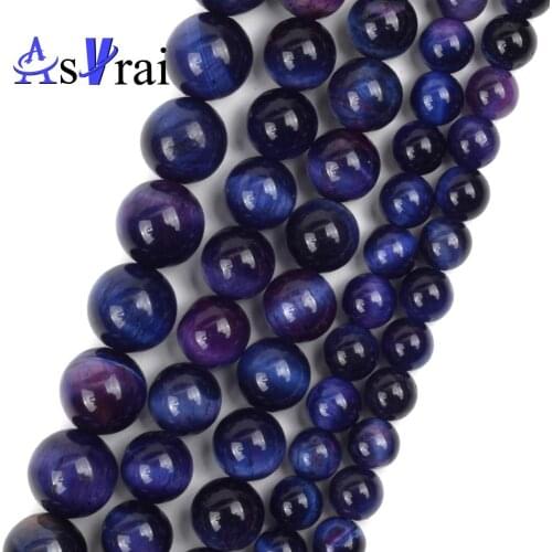 6 8 10mm Natural Stone Beads Purple Blue Tiger Eye Stone Round Loose Spacer Beads For Jewelry Making DIY Bracelet Necklace 15"
