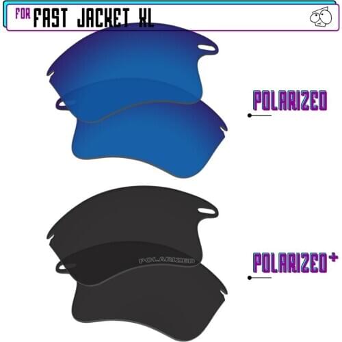 EZReplace Polarized Replacement Lenses for - Oakley Fast Jacket XL Sunglasses - BlackPPlus-SapphireP