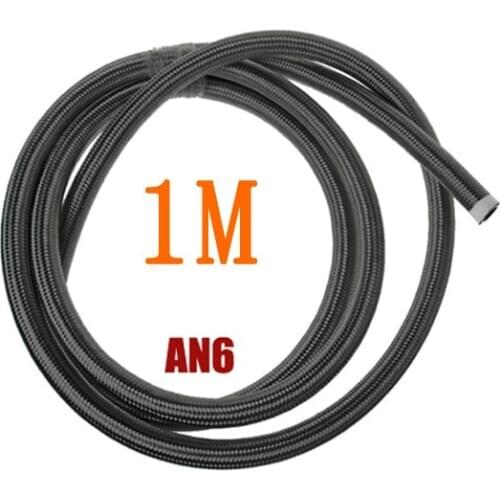 Racing 1M AN Racing Hose Nylon-Stainless Steel Hose Fuel Line Universal Oil Cooler Hose Pipe AN6 Black