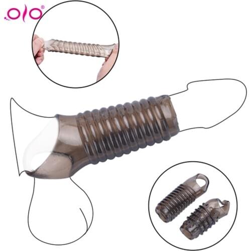 OLO Lock Semen Penis Trainer Rings Flexible Thread Penis Sleeve Extension Scrotum Ring Delay Ejaculation Sex Toy For Men Massage