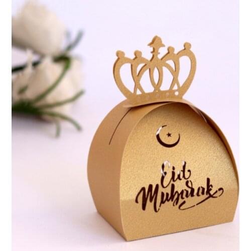 European Style Hollow Wedding Candy Box Ramadan Holiday Birthday Party Baby One Year Old Gift Bright Silver Crown Paper Box