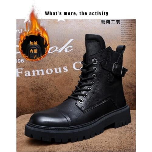 Leather leisure high top cotton shoes fashion thick soled Martin boots