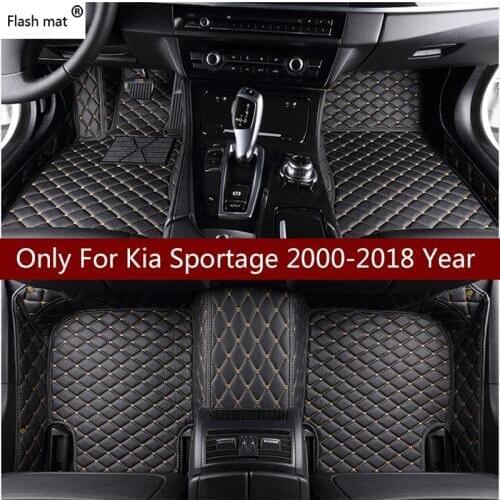 Flash mat leather car floor mats for Kia sportage 2000-2013 2014 2015 2016 2017 2018 Custom foot Pads automobile carpet cover