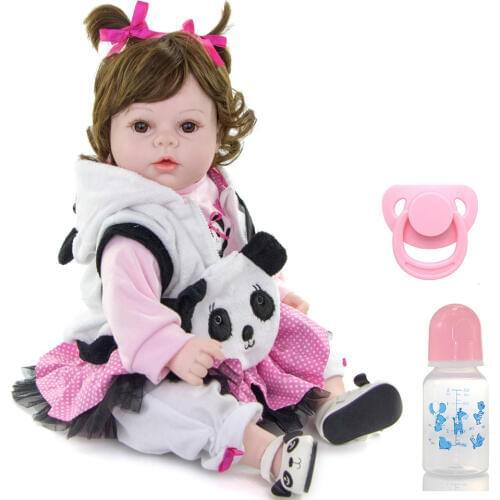 Bebe reborn Panda clothing set silicone reborn baby doll for girls 20inch 50cm reborn toddler bonecas gift lol