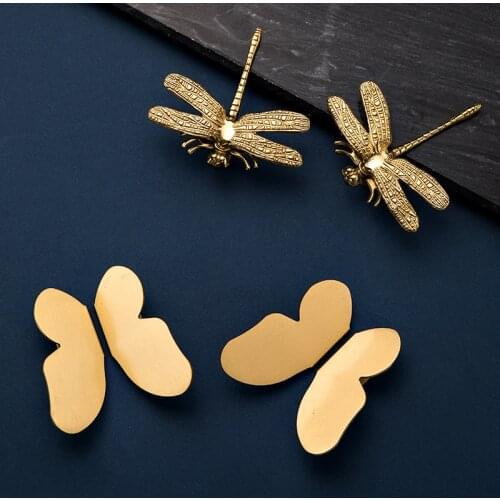 Dragonfly butterfly brass Knobs Cupboard Pulls Drawer Kitchen Cabinet Handles Furniture Hardware Handle