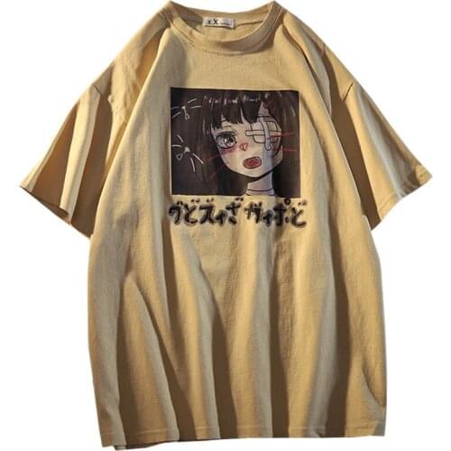 ZuoLunOuBa Summer Casual Japanese Girly Style Women T Shirt Print Harajuku Cool Little Girl Tees Loose Short Sleeves Tops Female