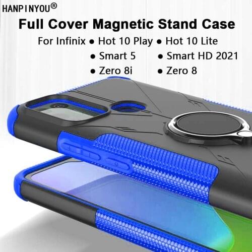 For Infinix Smart 5 HD Hot 10 10s 10T Zero 8i Note 8 Magnetic Stand Phone Case PC Back Silicone TPU Ring Holder Protector Cover