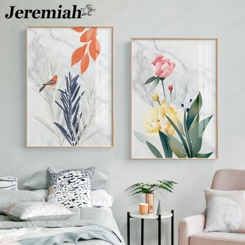 Nordic Minimalist Flower Canvas Painting Leaf Poster Wall Art Modern Living Room Home Decoration Accessories
