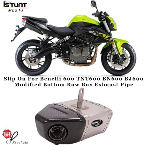 Motorcycle Exhaust For Benelli 600 TNT600 BN600 BJ600 Escape Modified Bottom Row Box Exhaust Pipe Carbon Fiber Muffler DB Killer