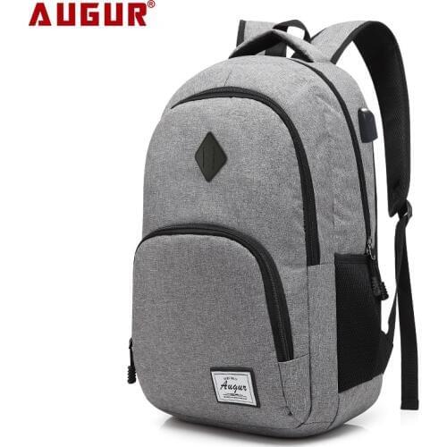 AUGUR New Men women Backpacks USB Charging Male waterproof Oxford School bag Travel Teenager Student Notebook Laptop Back pack