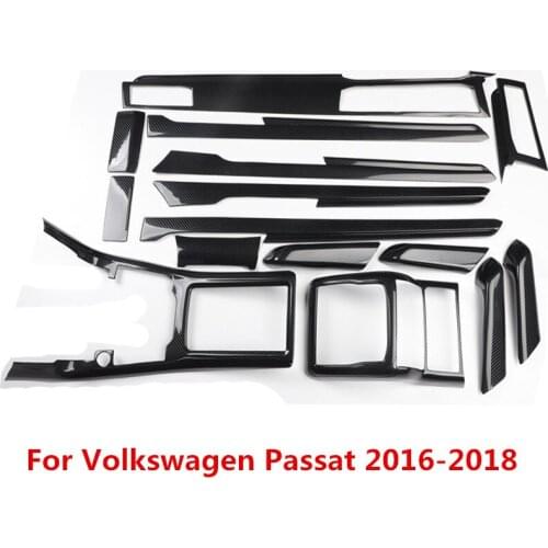 Carbon Fiber Printed Car Dashboard Door Gear Panel Cover Armrest Moulding Trim for Volkswagen Passat 2016 2017 2018 LHD