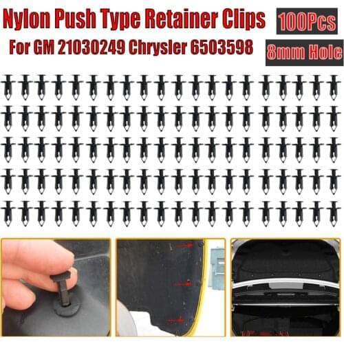 New 100pcs Vehicle Door Trim Panel Retainer Fastener Clips for GM 21030249 Chrysler 6503598 8mm Hole Rivets Fastener Push Clip